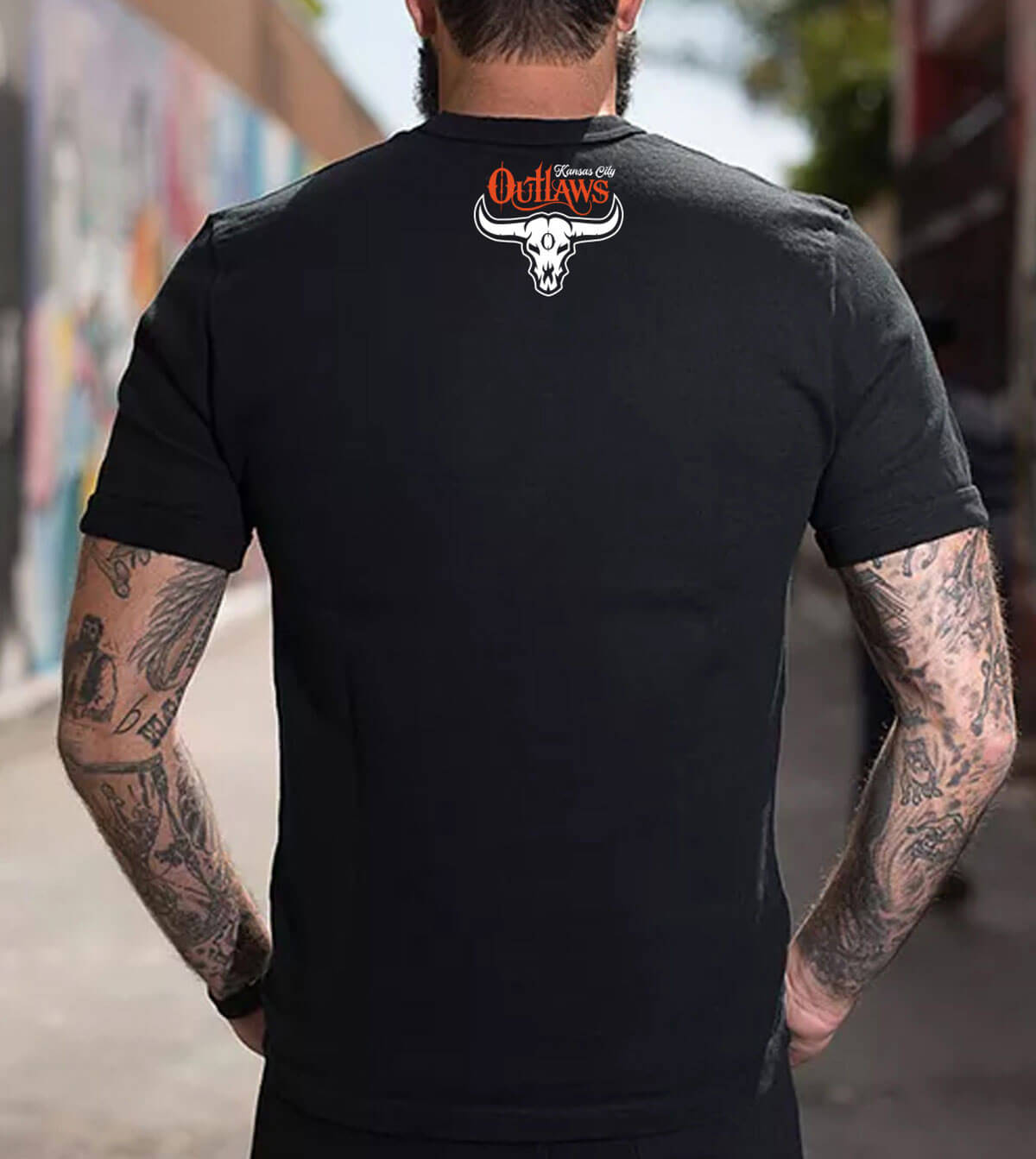 Back view of the black "My Ex-Wife was a Thunder Fan" t-shirt.