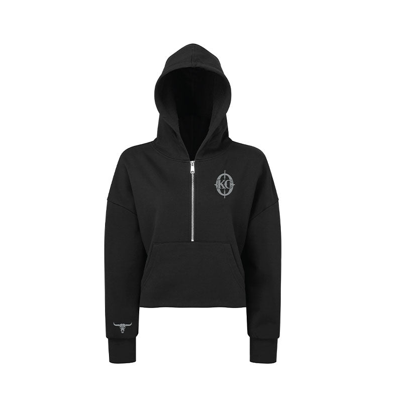 Black hoodie with a KC logo