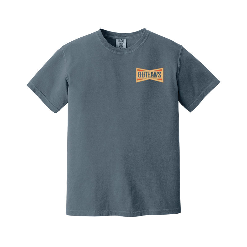 Gray t-shirt with a two tone orange Outlaws logo