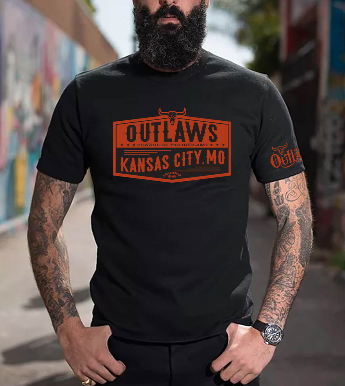 Black "Beware of the Outlaws" T-Shirt