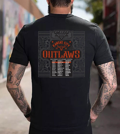 Back view of the "Outlaws" t-shirt.