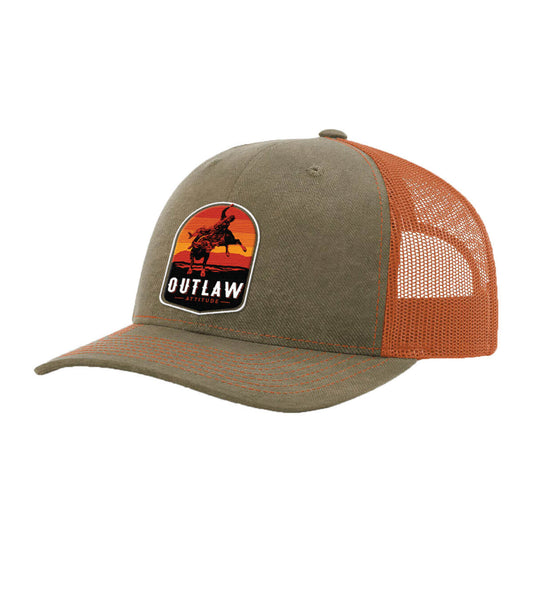 Front view of the "Outlaw Attitude" Limited Trucker Cap