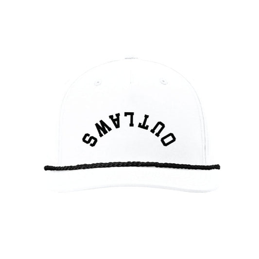 White cap with 'OUTLAWS' text on a white background