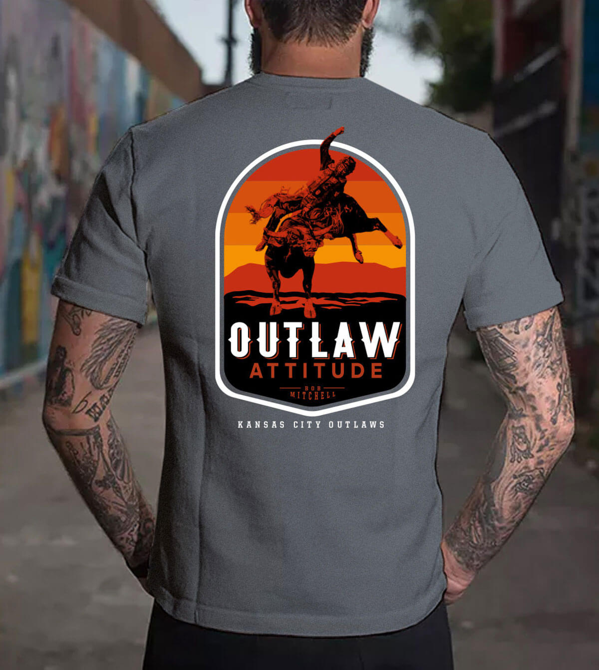 Back view of the "Fear the Outlaws" ft. Bob Mitchell t-shirt.
