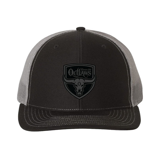 Black and gray trucker hat with 'Outlaws' logo