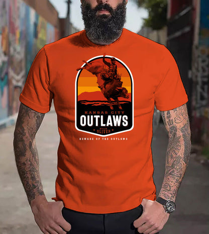 front view of "Kansas City Outlaws" ft. Kyler Oliver t-shirt.