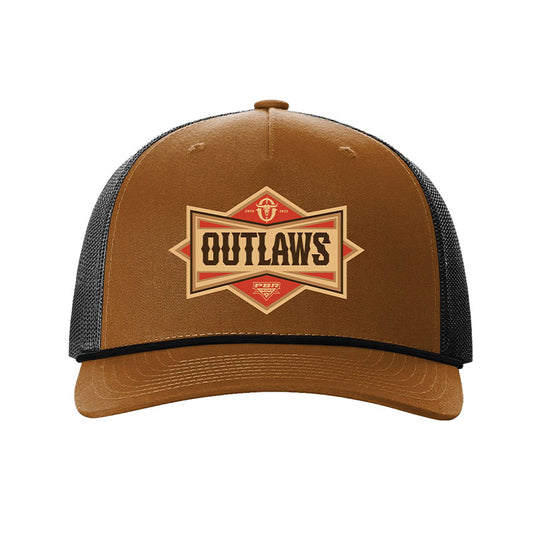 Brown trucker cap with 'Outlaws' logo